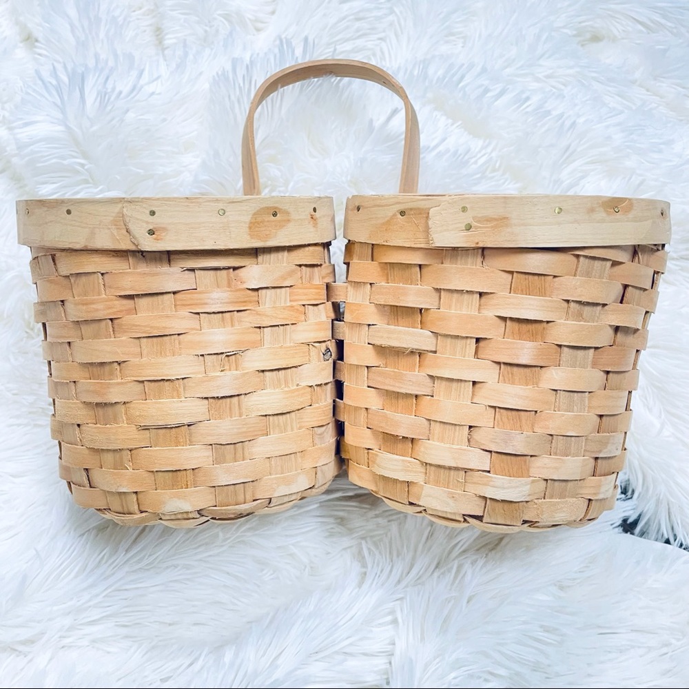 Boho | Vintage Wicker/Woven Double Wine Tote